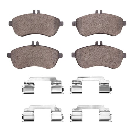 Dynamic Friction Co 5000 Advanced Brake Pads - Low Metallic and Hardware Kit, Long Pad Wear, , Front 1552-1340-01
